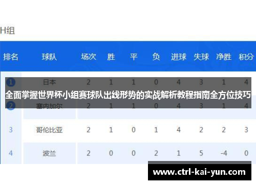 全面掌握世界杯小组赛球队出线形势的实战解析教程指南全方位技巧